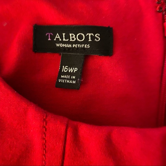 Talbots Woman Petites size 16WP Red Dress short sleeves zippered back - Picture 4 of 6
